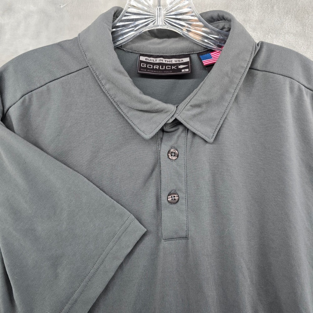 GORUCK American Polo Men Large Gray Short Sleeve‎ Built in USA Performance Shirt